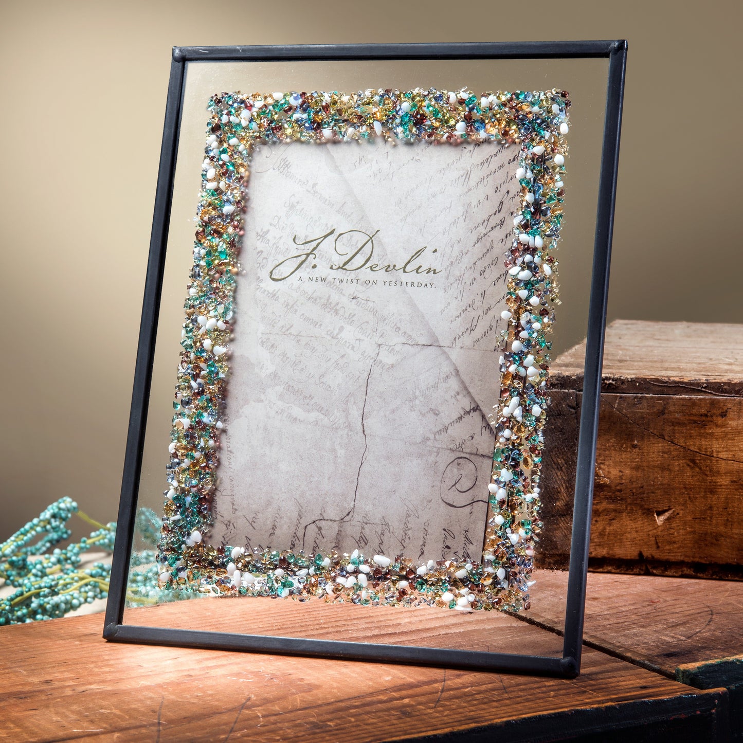 Pic 456 Multi Colored Fused Glass Chips on Clear Frame Series