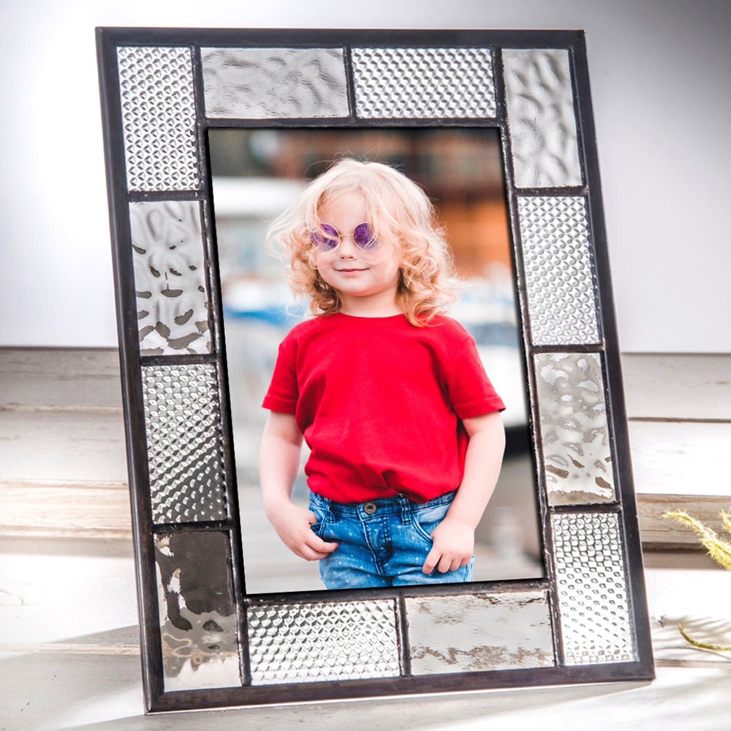 Pic 429 Grey and Textured Clear Glass - Easel Back Frame Series