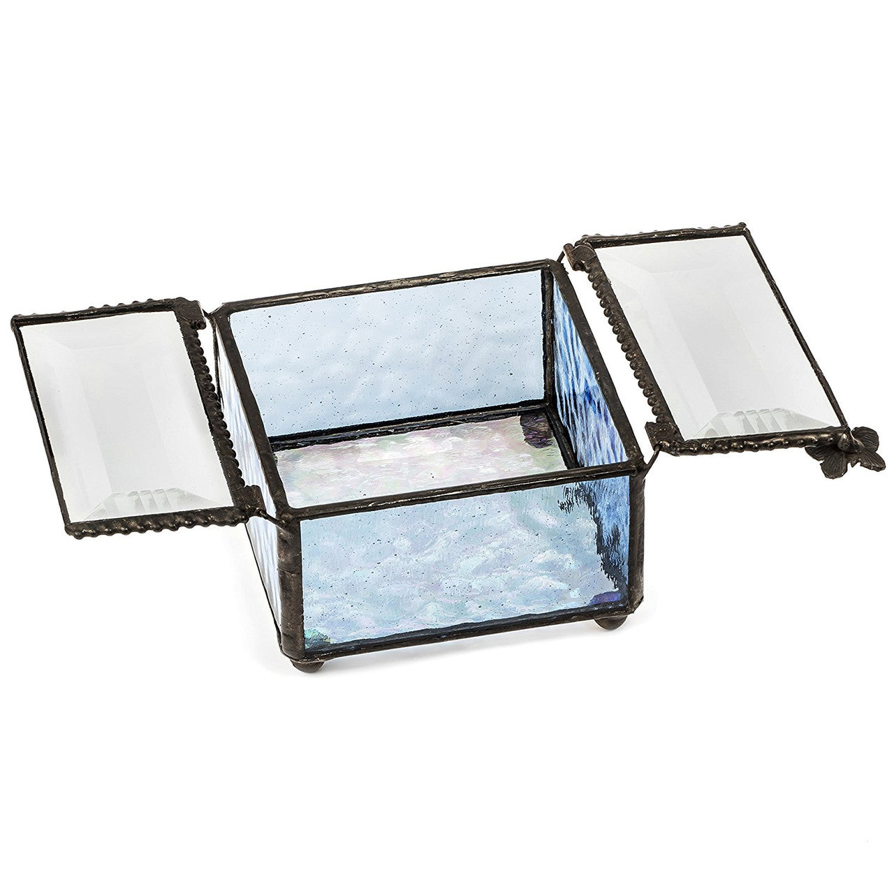 Box 185-3 Pale Blue Glass Box - Center Open