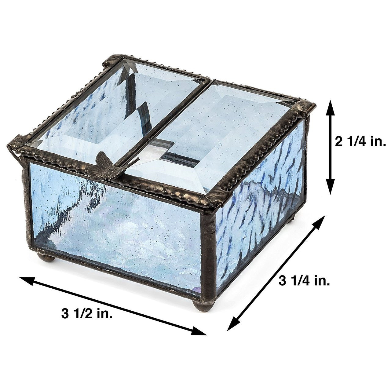 Box 185-3 Pale Blue Glass Box - Center Open