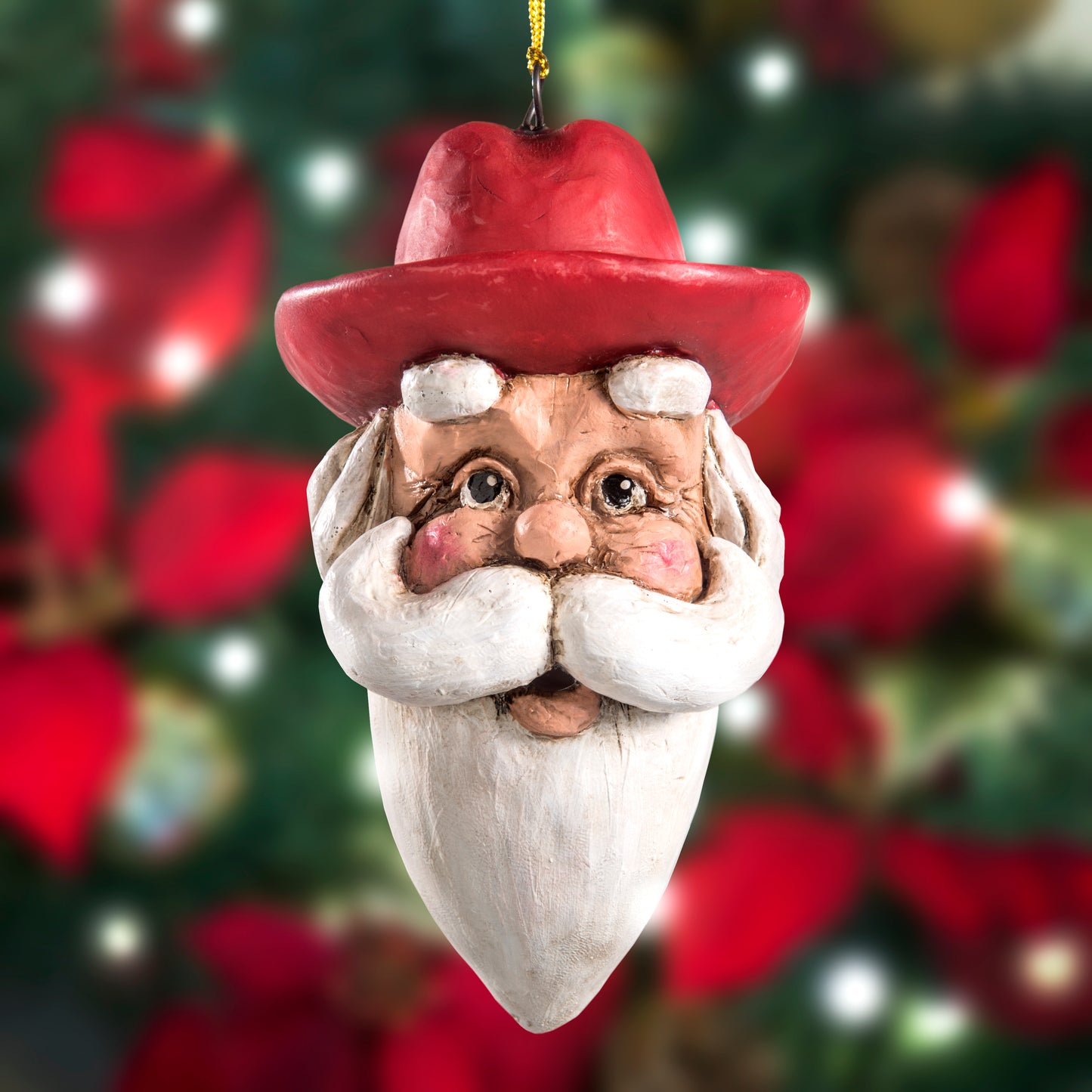 Cowboy Santa Head Ornament - Bac 775