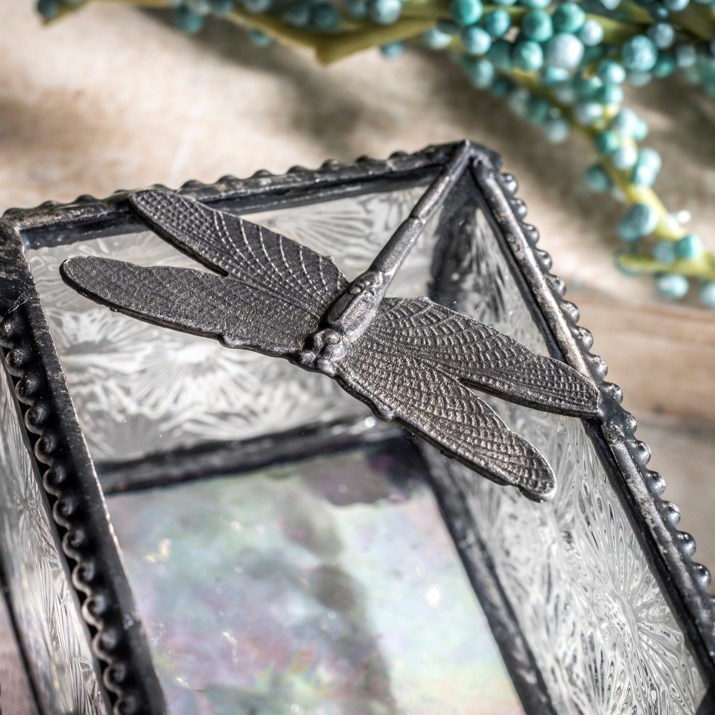 Box 291 Clear Florentine Dragonfly Box