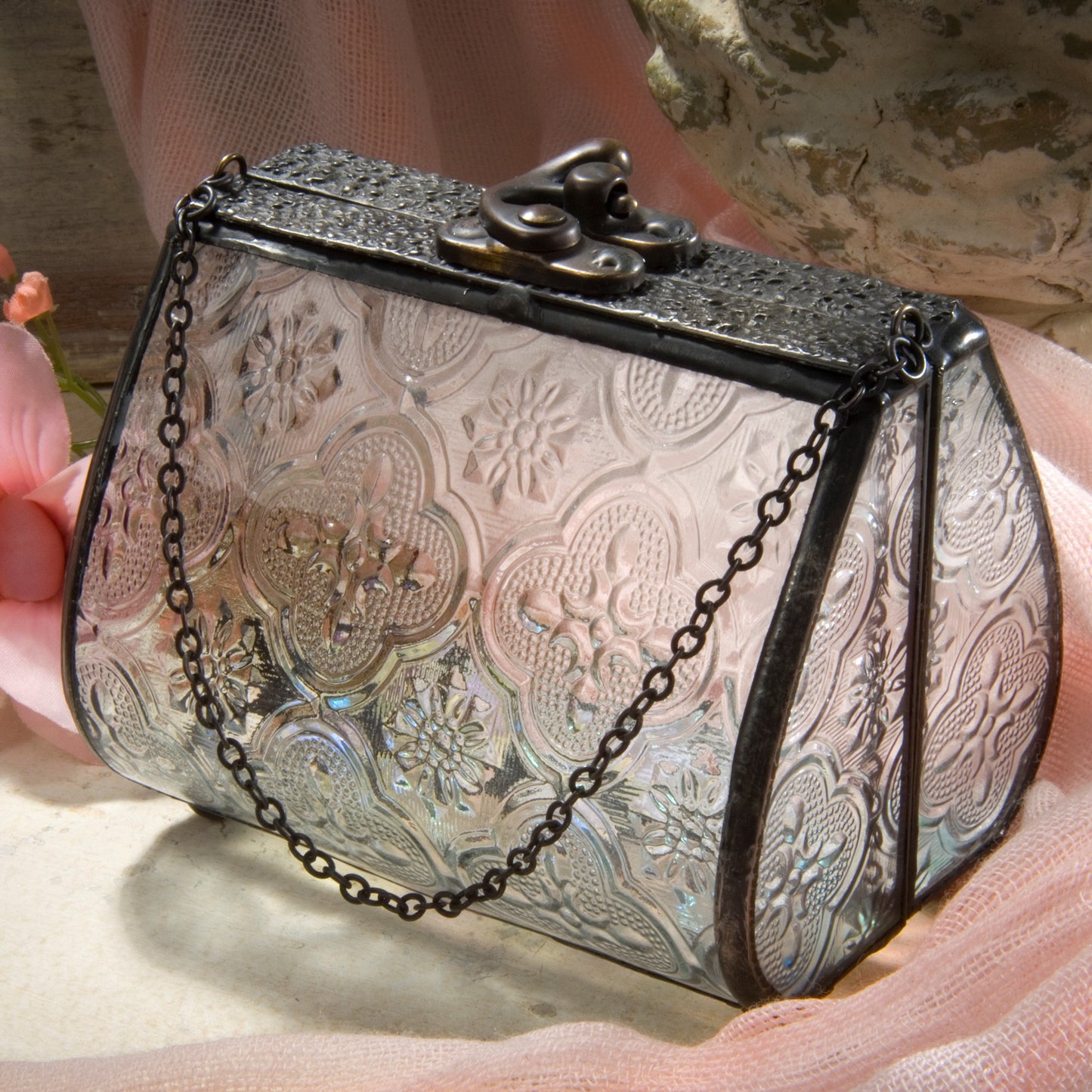 Box 515 Clear Vintage Glass Purse Box