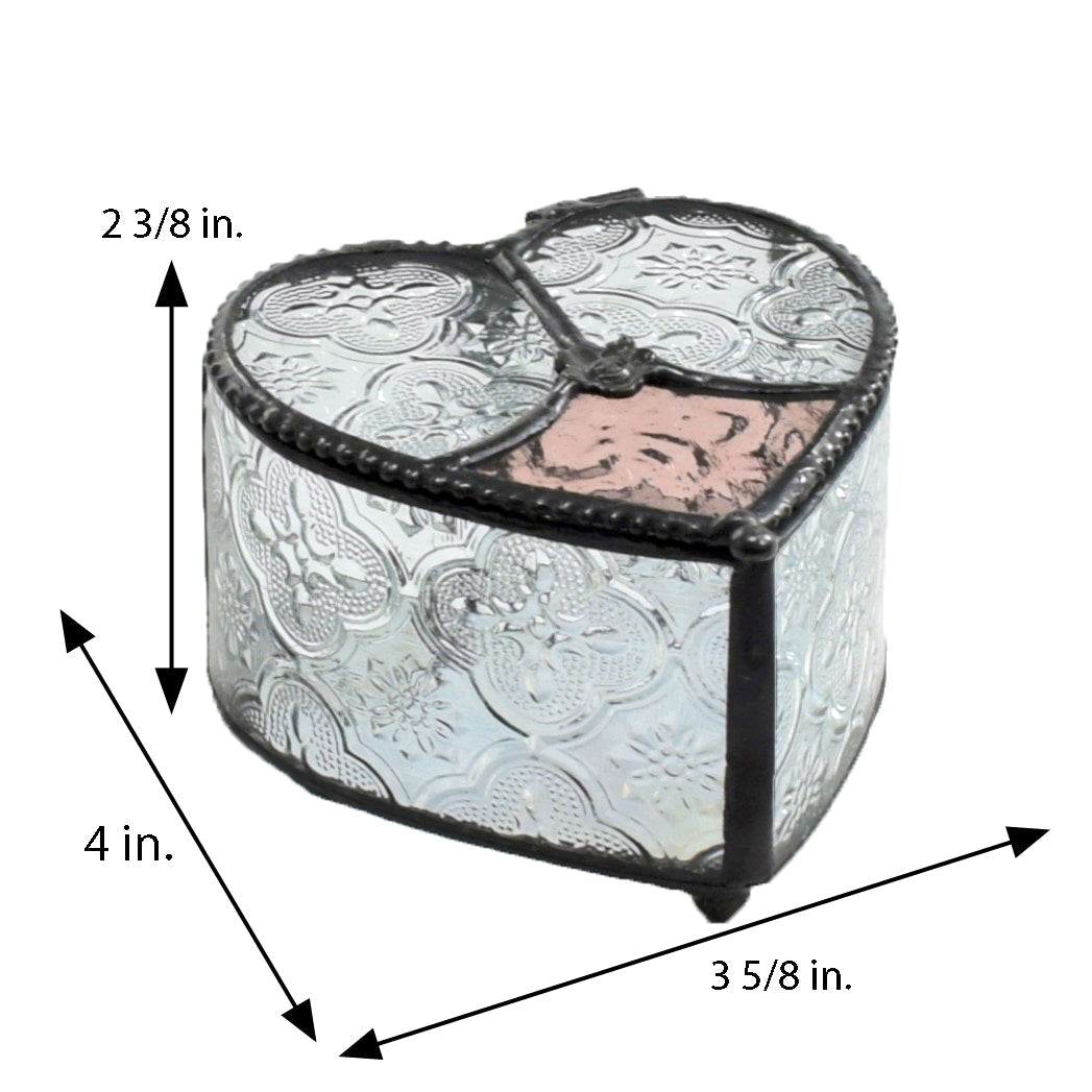 Box 520 Clear Vintage and Pink Rose Heart Box