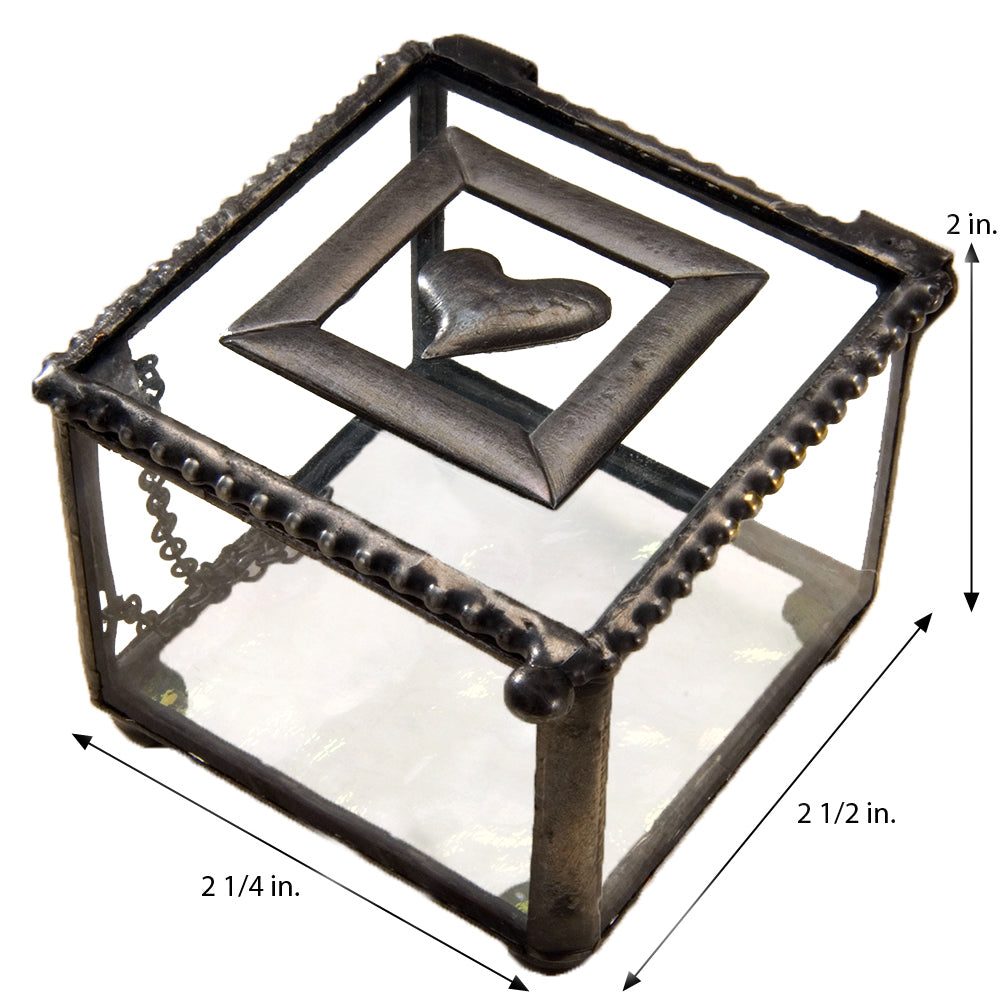 Box 622 Clear Glass Box with Heart Accent