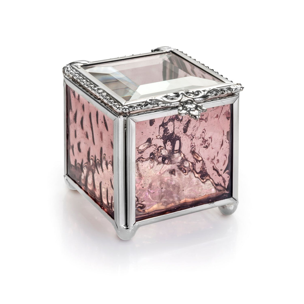 Pink Rose Glass Keepsake Box | Box 928 | Wholesale