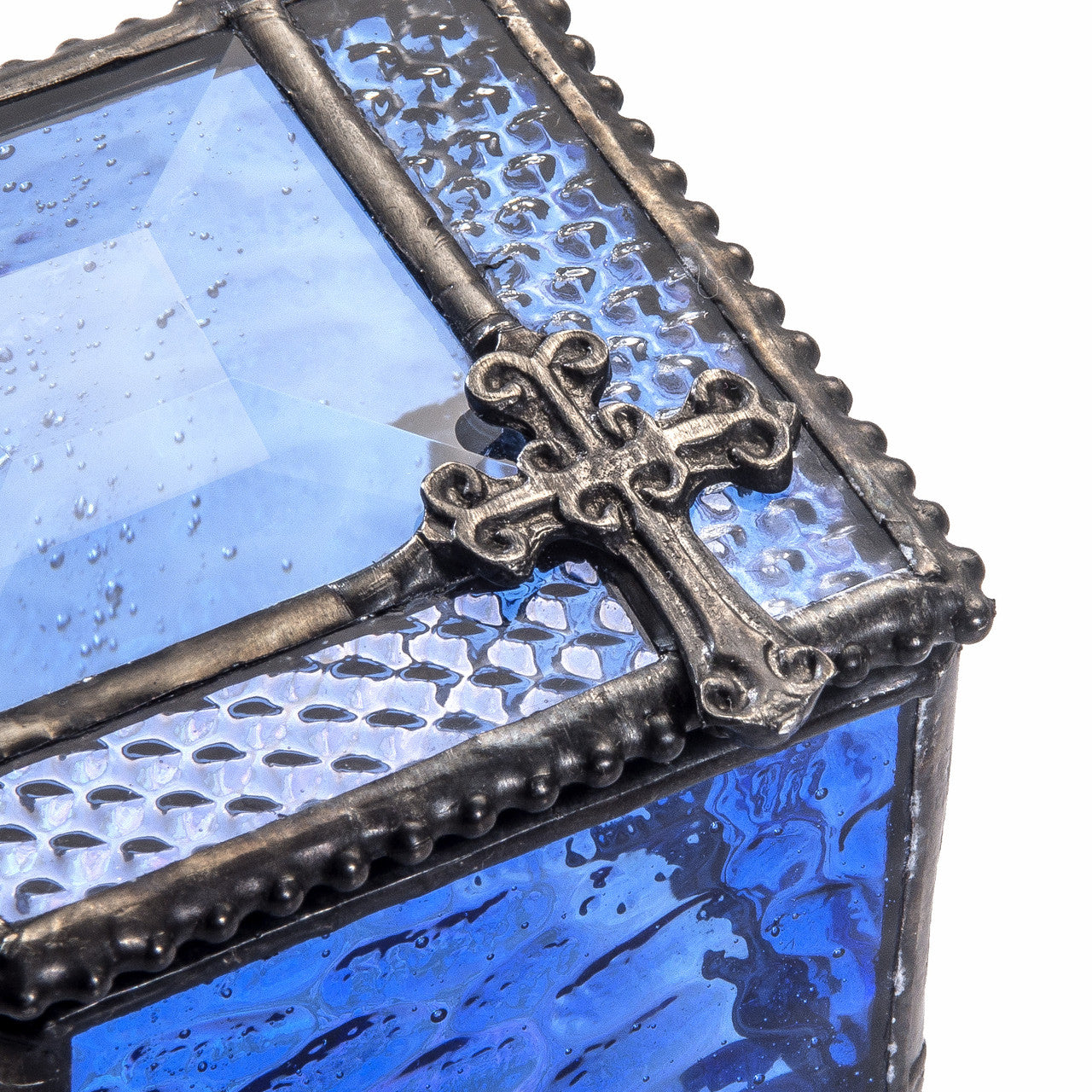 Box 349-2 Blue Glass Box with Cross