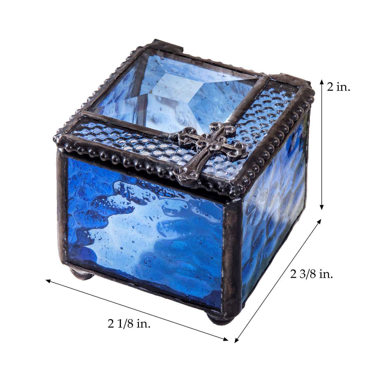 Box 349-2 Blue Glass Box with Cross