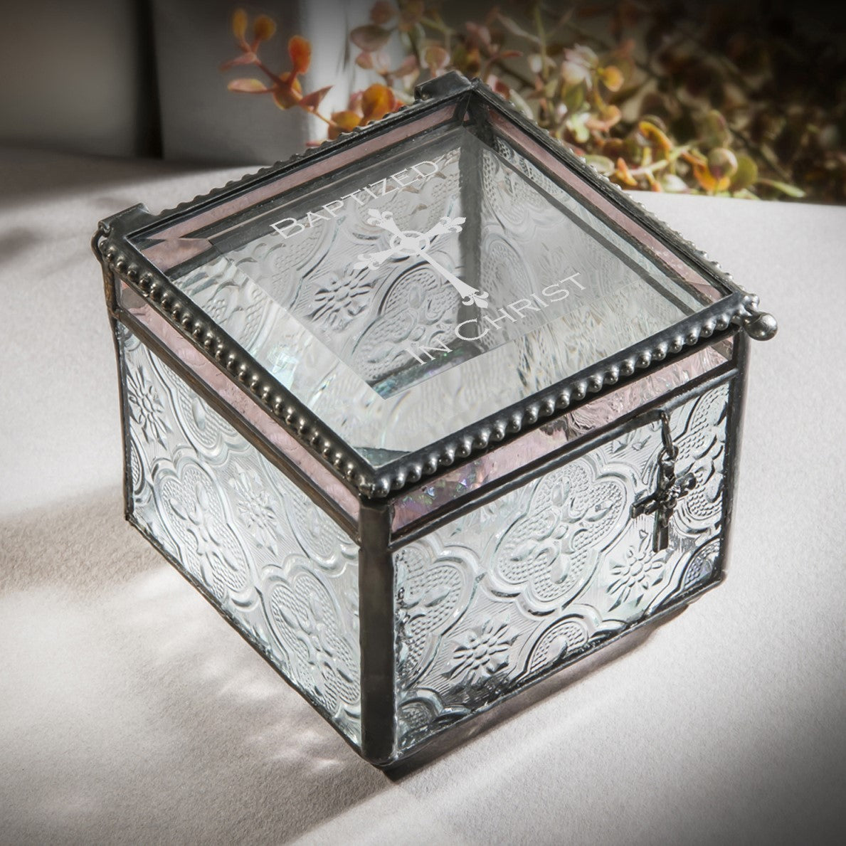 Box 631 EB800 Baptism Keepsake Box - Vintage w/Cross Box 631 EB800