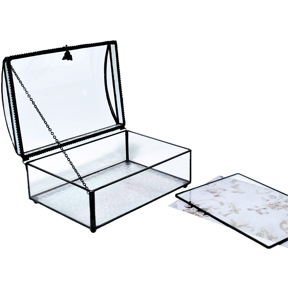 Box 704 Clear Curved Glass Box with Image Insert