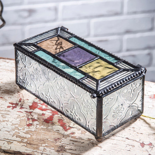 Box 864 Pastel Multi Colored Glass Box