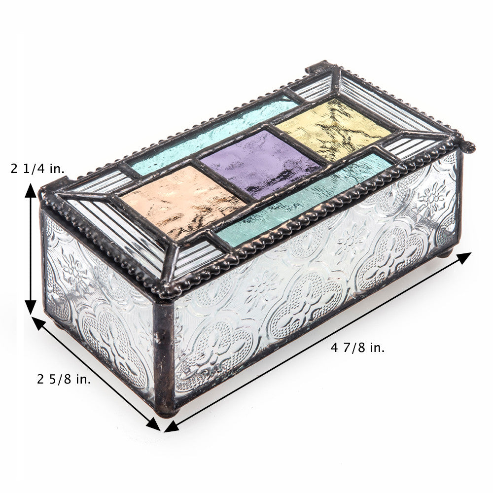 Box 864 Pastel Multi Colored Glass Box
