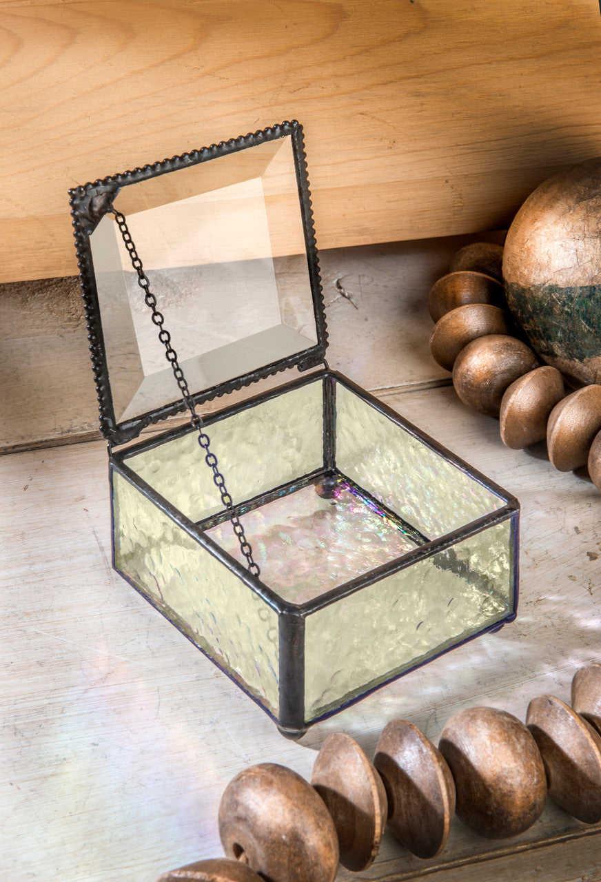 Box 908 Antique Yellow Glass Box