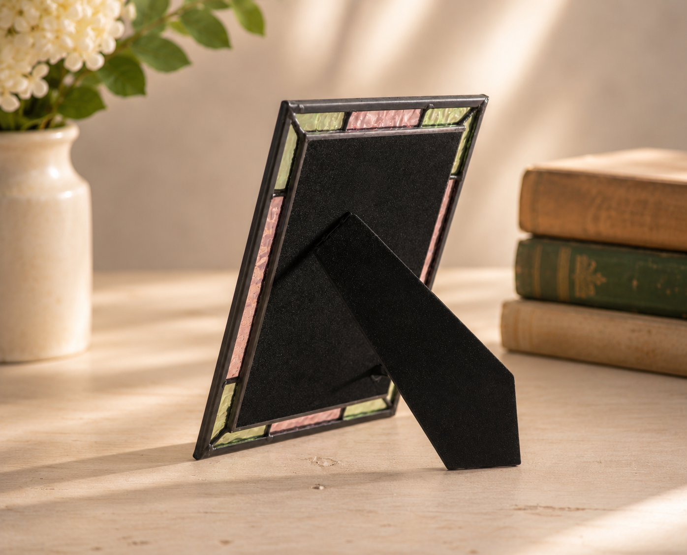 Pic 464 Series Pink & Sage Stained Glass Picture Frame