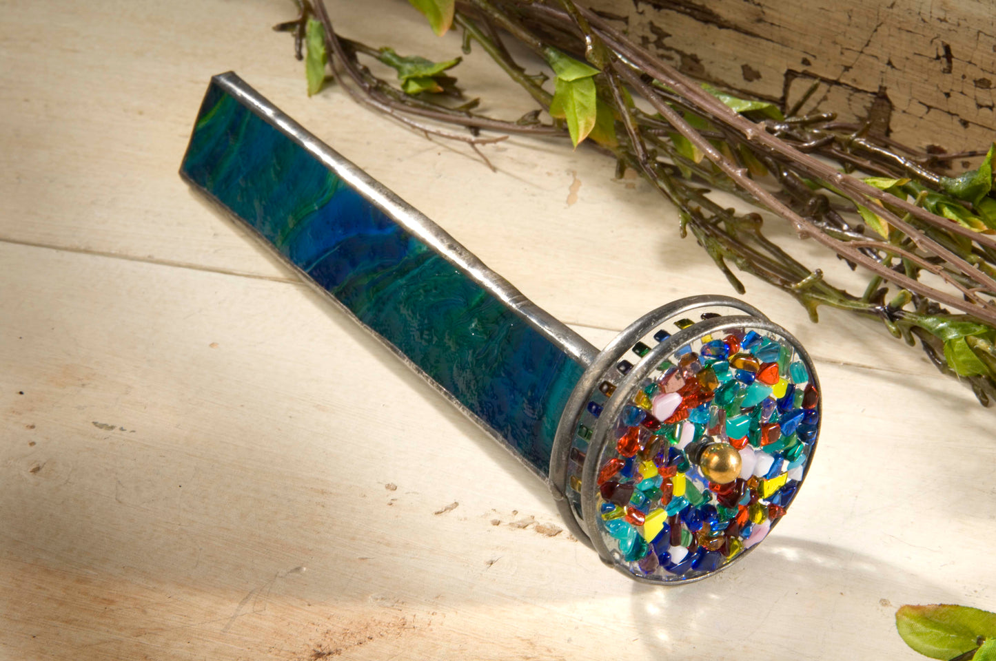 KAL 106 Blue/Green Opal Kaleidoscope - Double Wheel