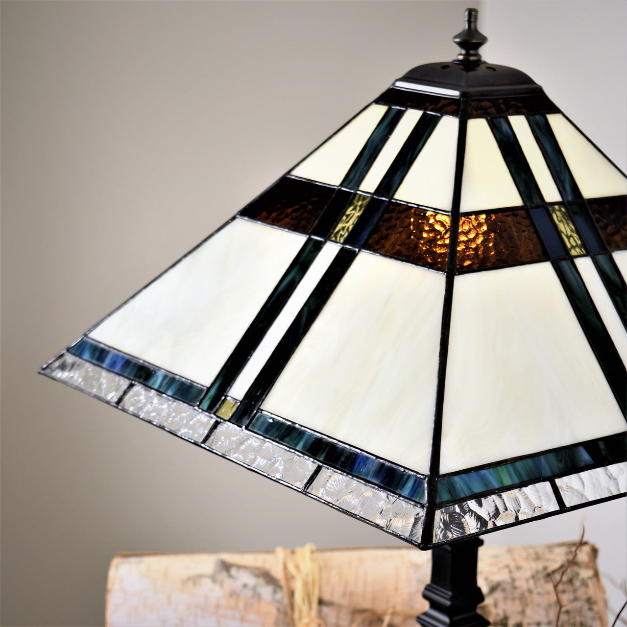 Lam 700 TB Ivory, Brown, Blue, Green Large Mission Table Lamp