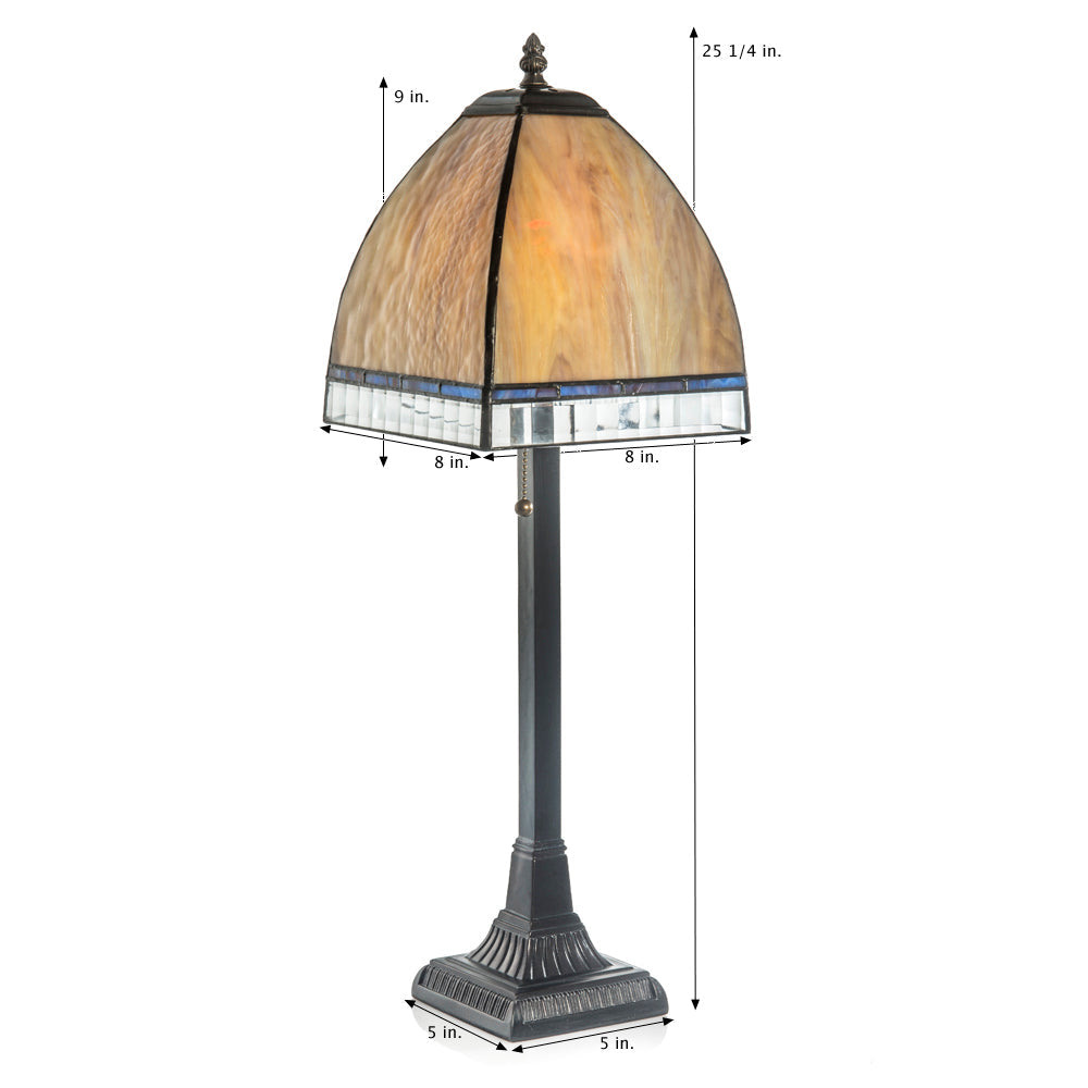 Lam 589-1 TB Amber/Rose Opal - Curved Mission Lamp