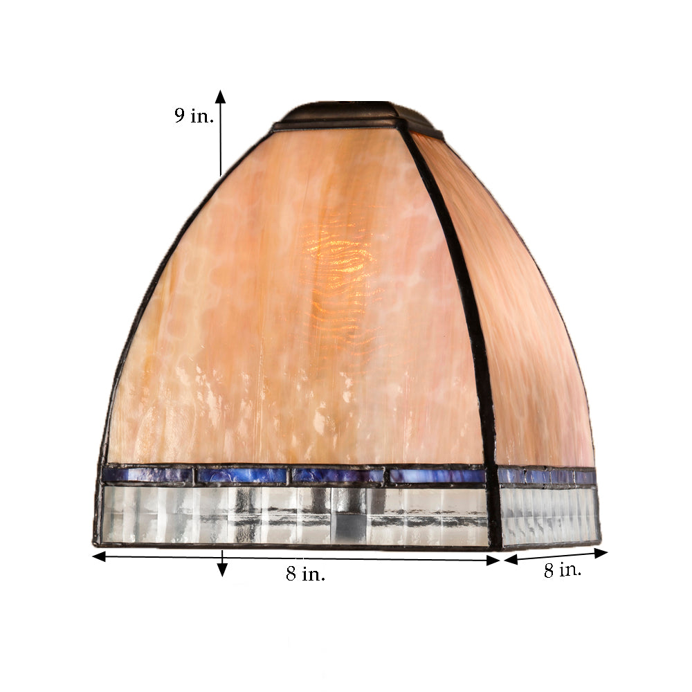 Lam 589-1 TB Amber/Rose Opal - Curved Mission Lamp