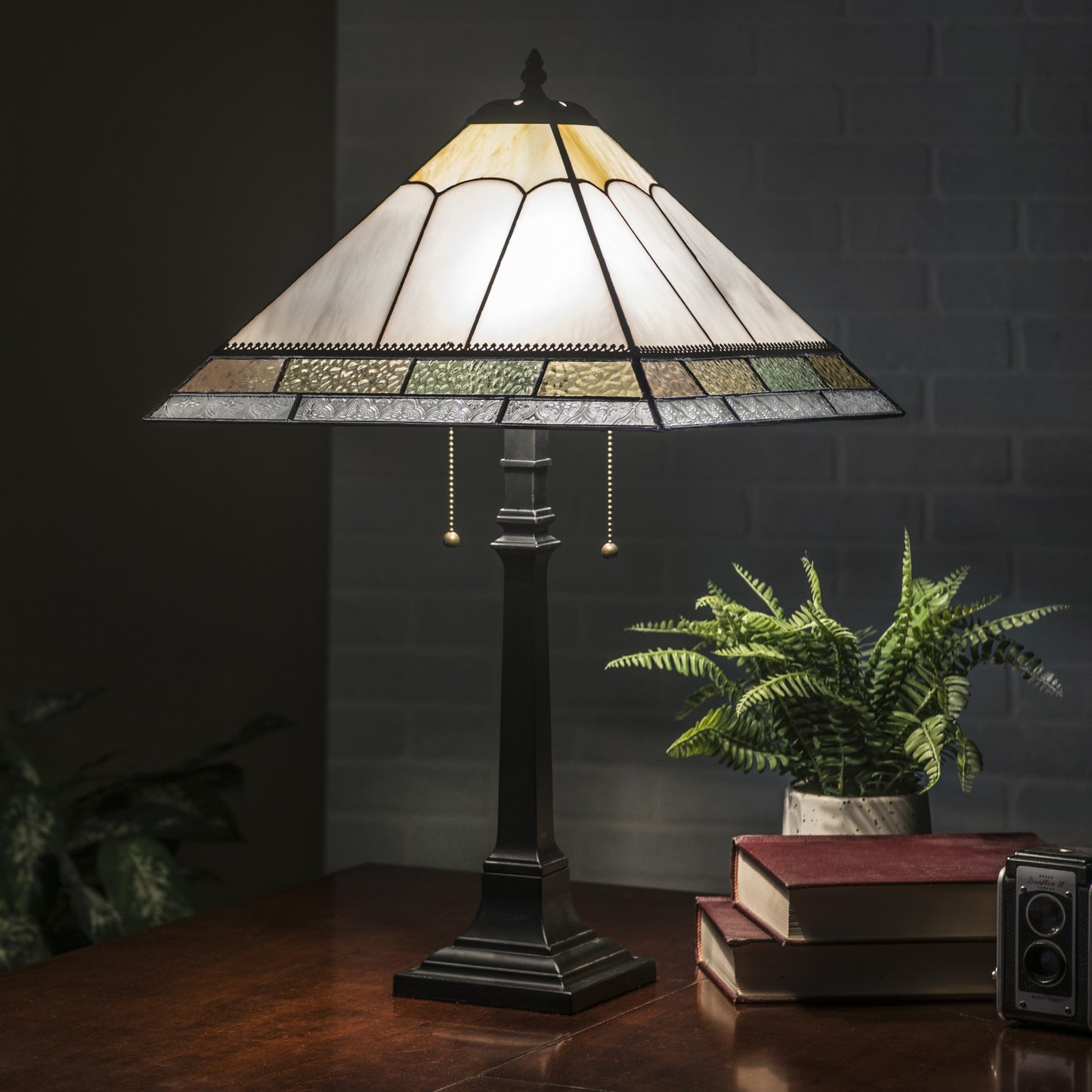 Lam 717 TB Lg Table Lamp Ivory Opal and Pastel Translucent Glass