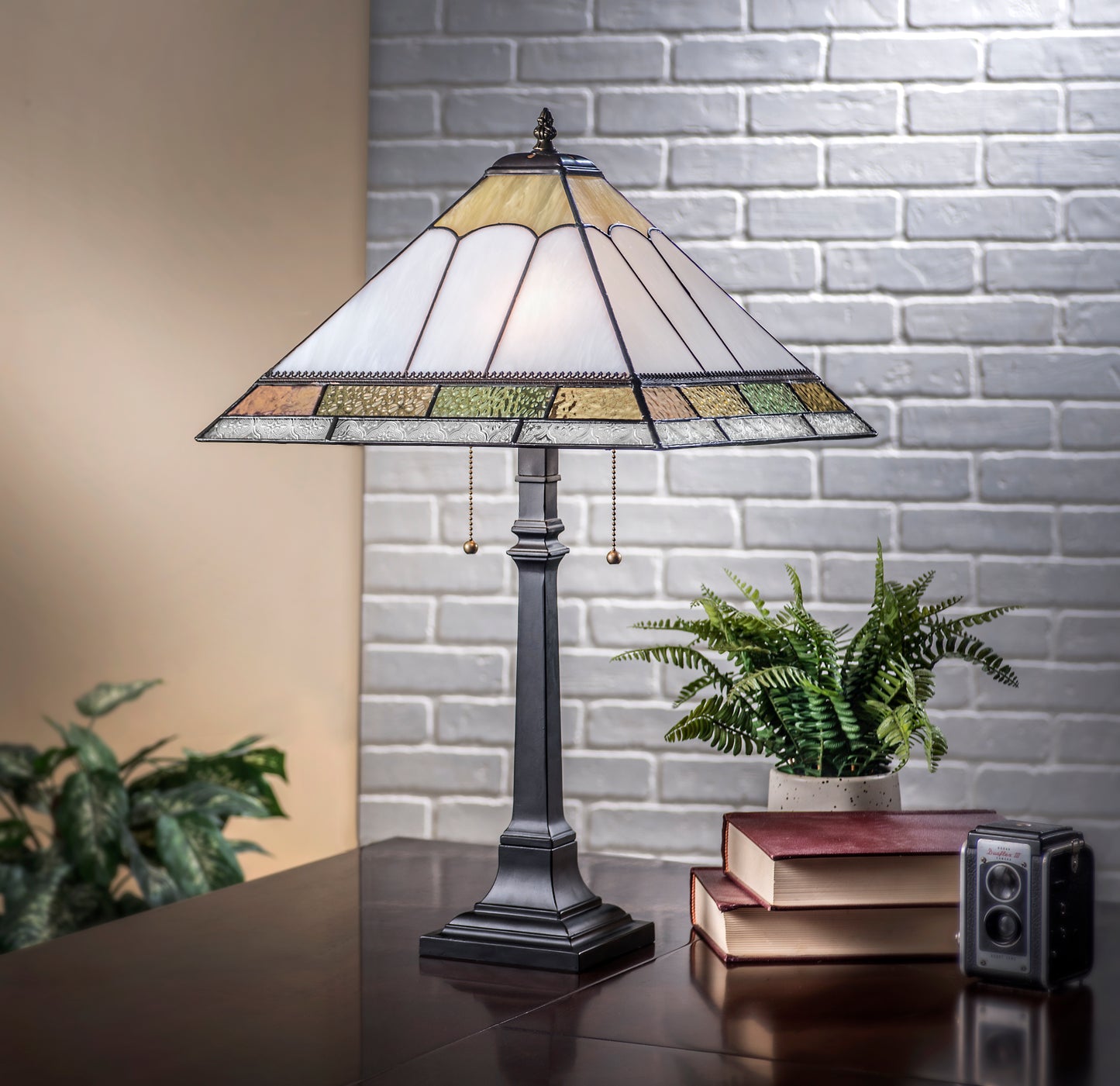 Lam 717 TB Lg Table Lamp Ivory Opal and Pastel Translucent Glass