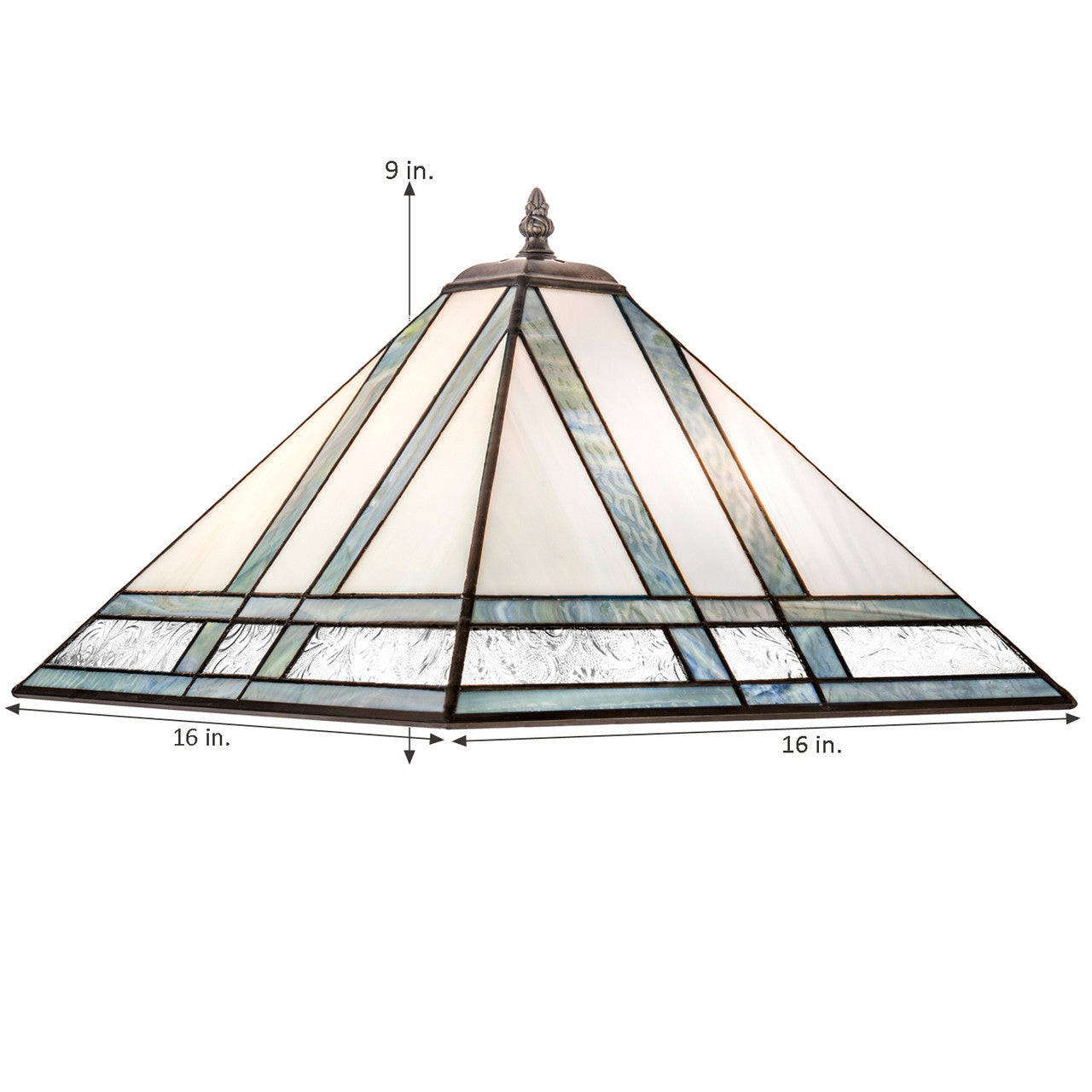 Lam 370 TB Ivory and Blue/Green Opal Lg Mission Lamp