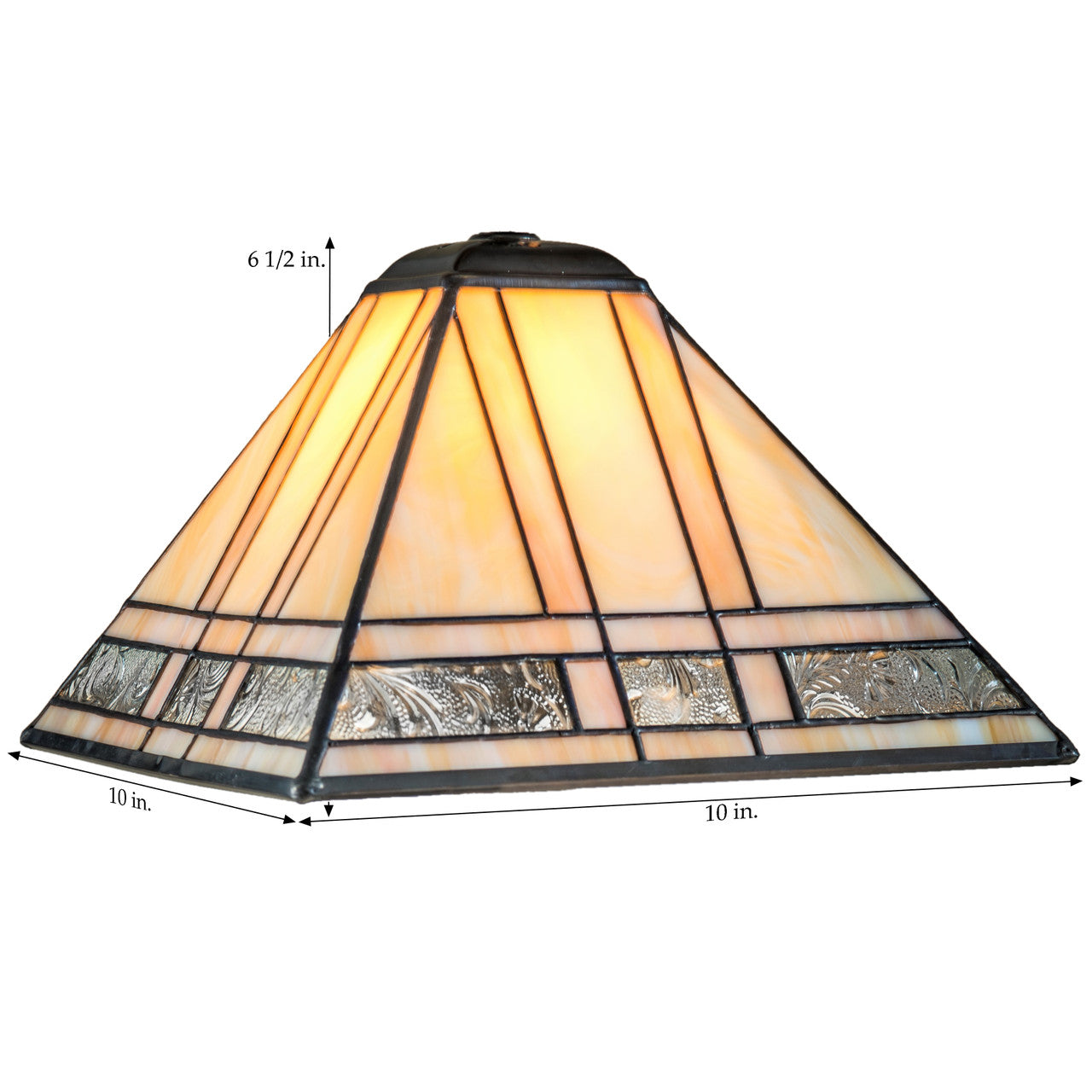 Lam 380-2 TB Ivory and Amber/Rose Opal - Small Mission Lamp
