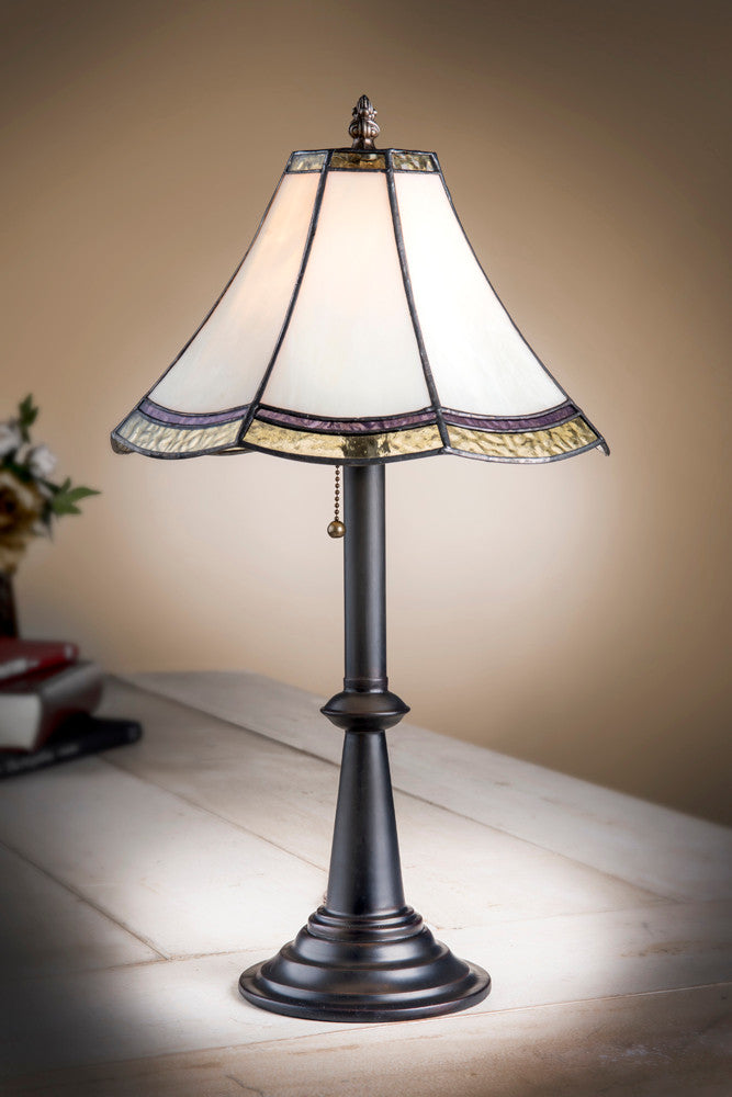 Lam 597-4 TB Small Curved Glass Lamp - Pale Sage and Purple