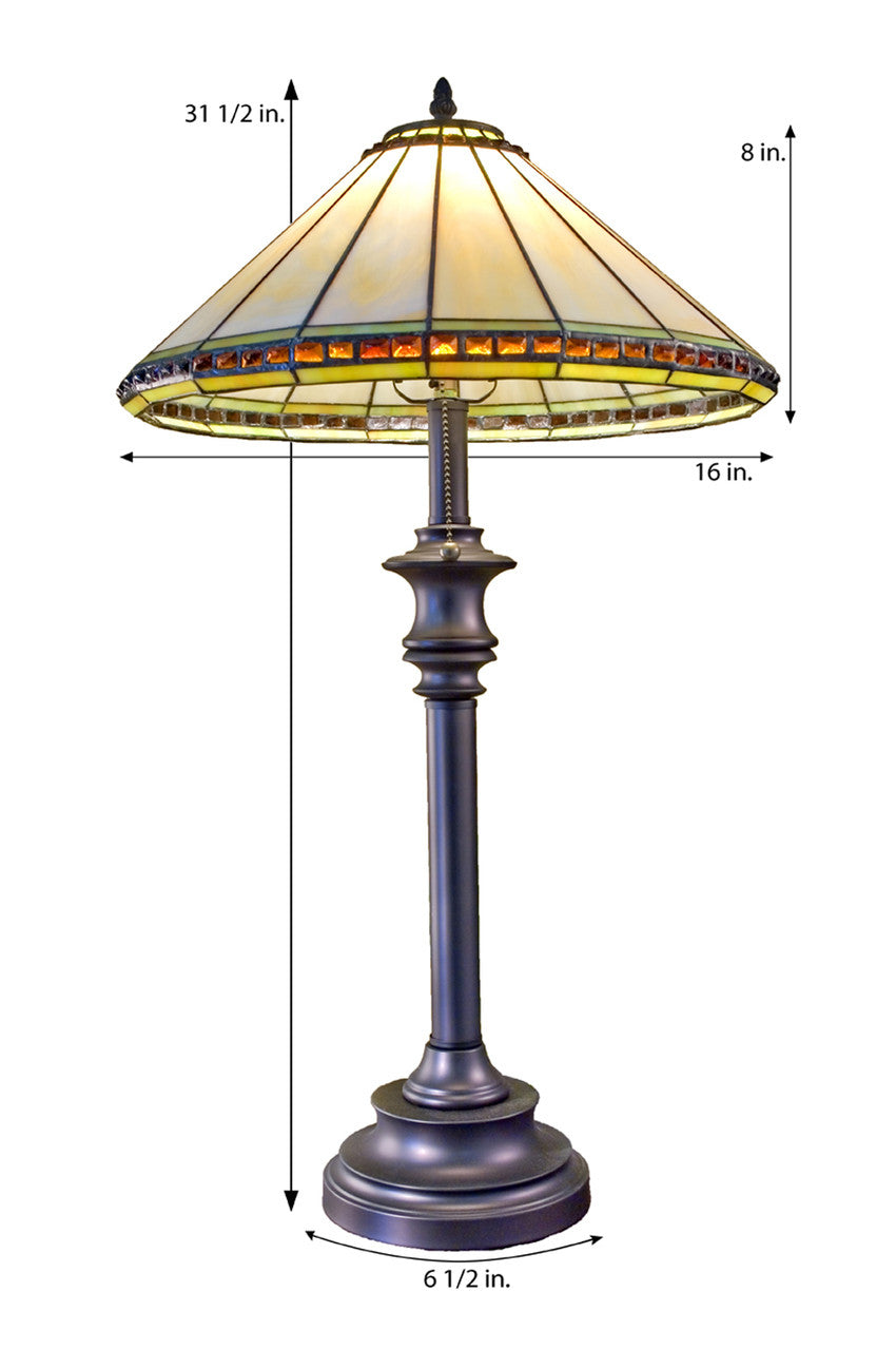Lam 644 TB Ivory, Seagrass with Amber Stones - Lg Table Lamp