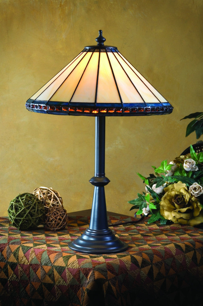 Lam 646 TB Ivory, Multi and Amber Stones - Small Table Lamp