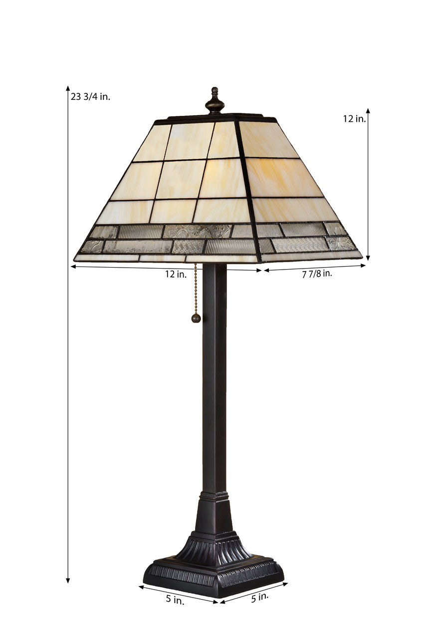 Lam 657 TB Opal with Clear Textures Rectangular Mission Lamp