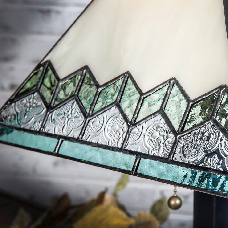 Lam 681 TB Chevon Table Lamp with Sage, Clear and Ivory