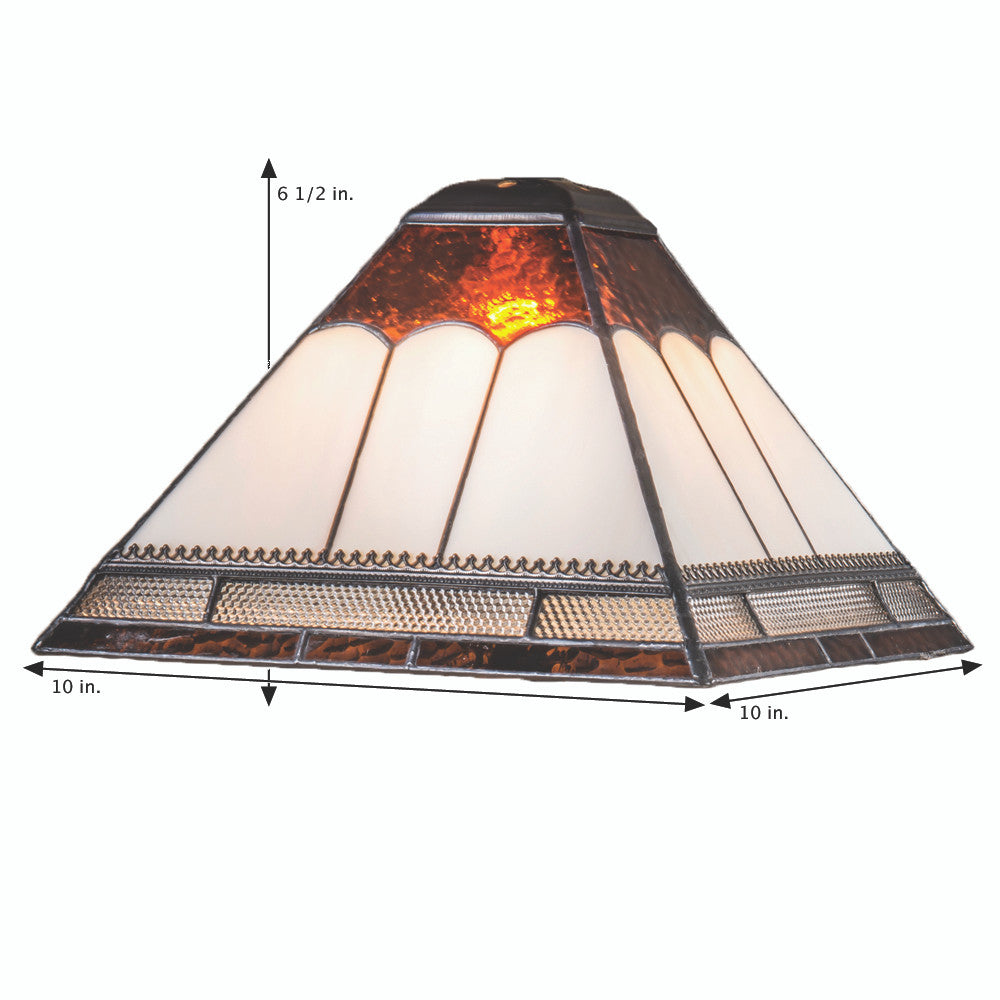 Lam 684 TB Brown, Ivory Opal and Clear with Filigree Trim - Mission Lamp