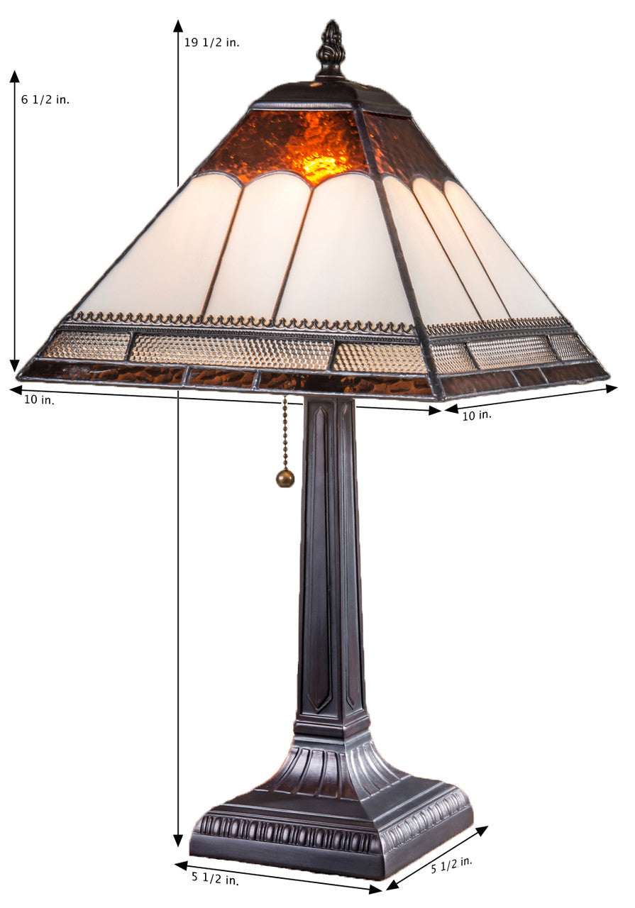 Lam 684 TB Brown, Ivory Opal and Clear with Filigree Trim - Mission Lamp