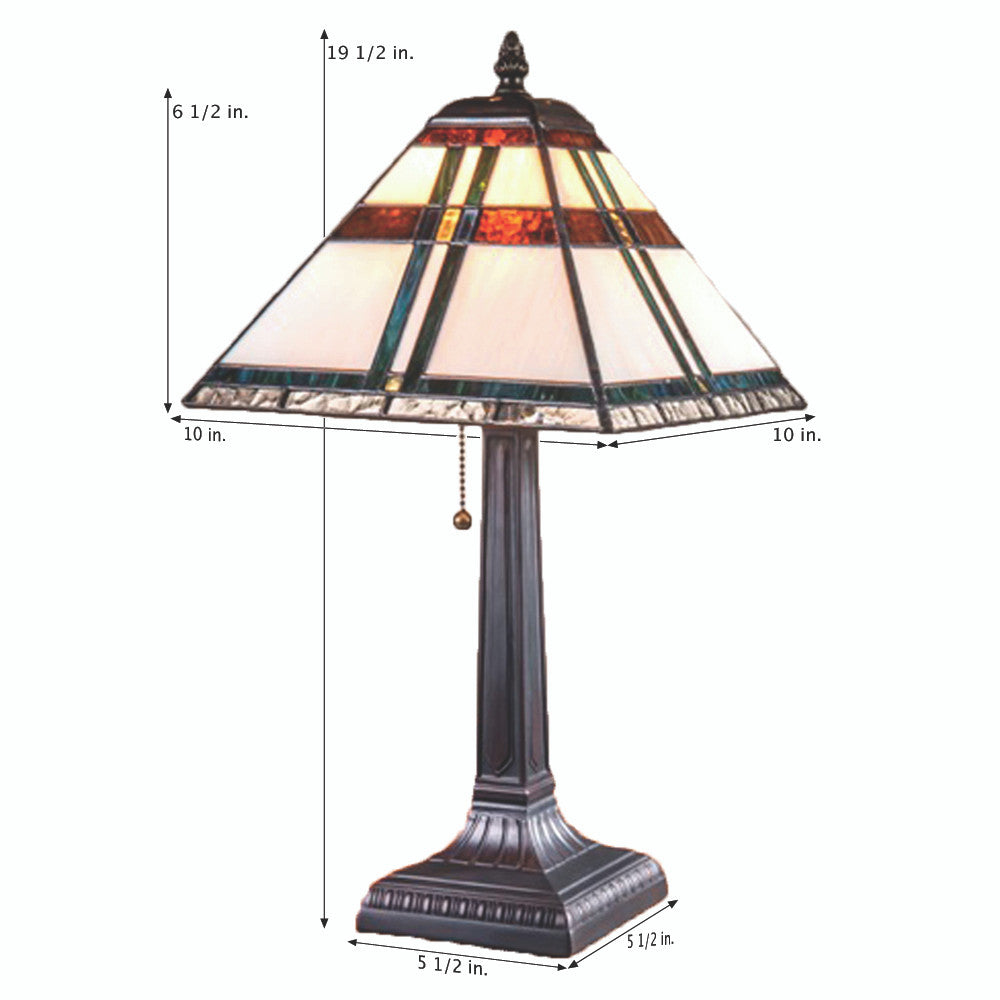 Lam 690 TB Ivory with Brown, Blue, Green Small Mission Lamp