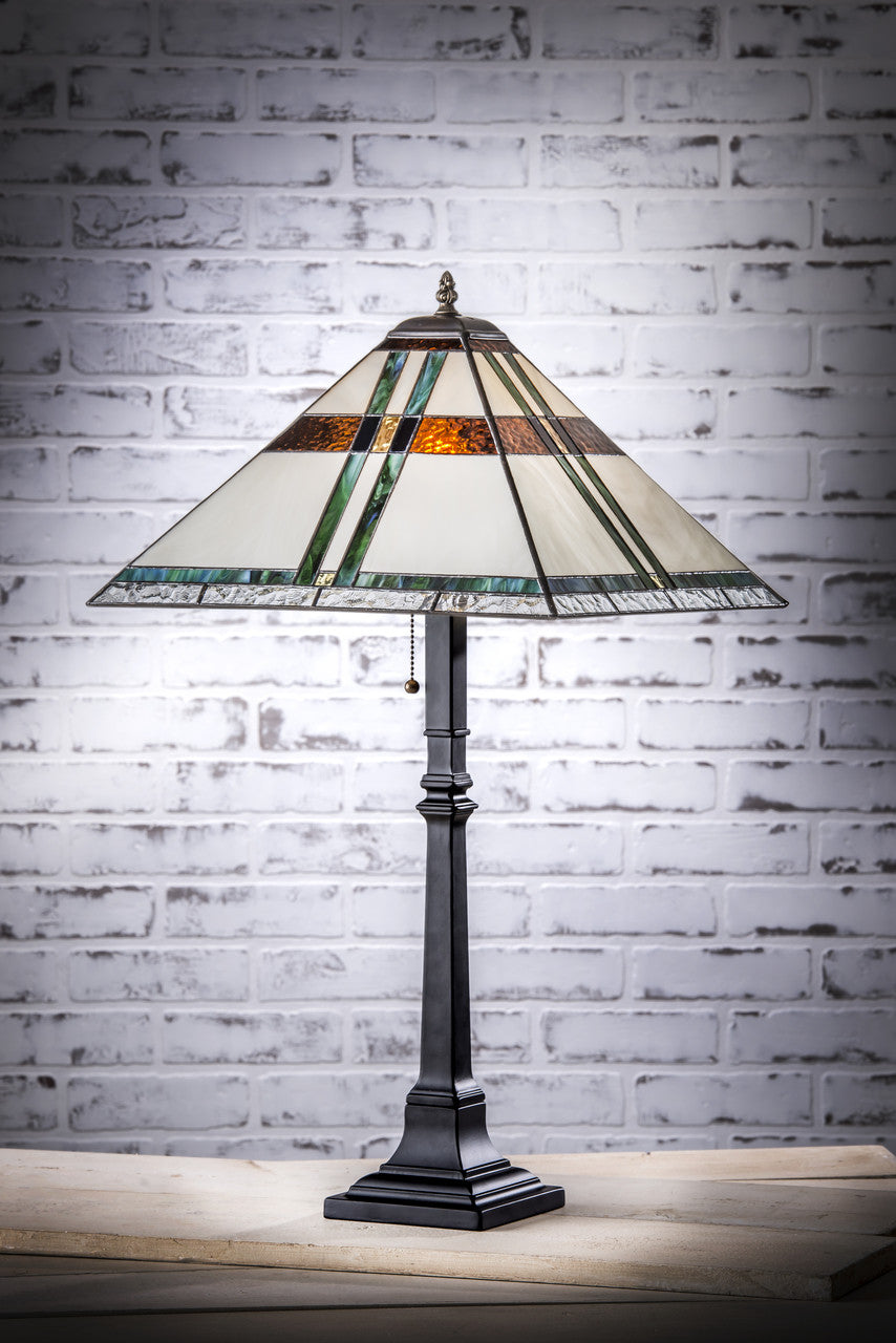 Lam 700 TB Ivory, Brown, Blue, Green Large Mission Table Lamp
