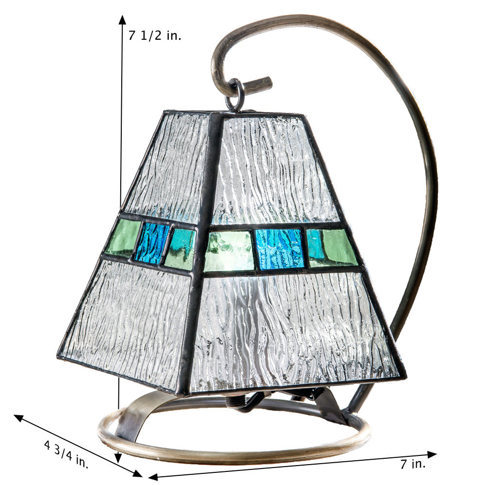 Lam 703 Clear Ripple, Blue and Antique Green Mini Lamp