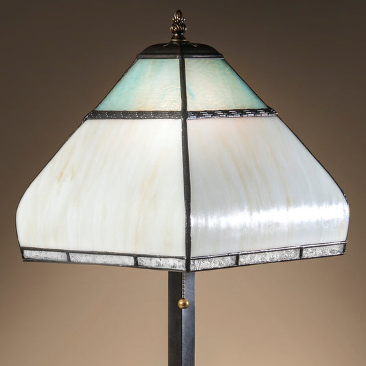 Lam 709 TB Pale Sky Blue Opal and Ivory - Curved Glass Lamp