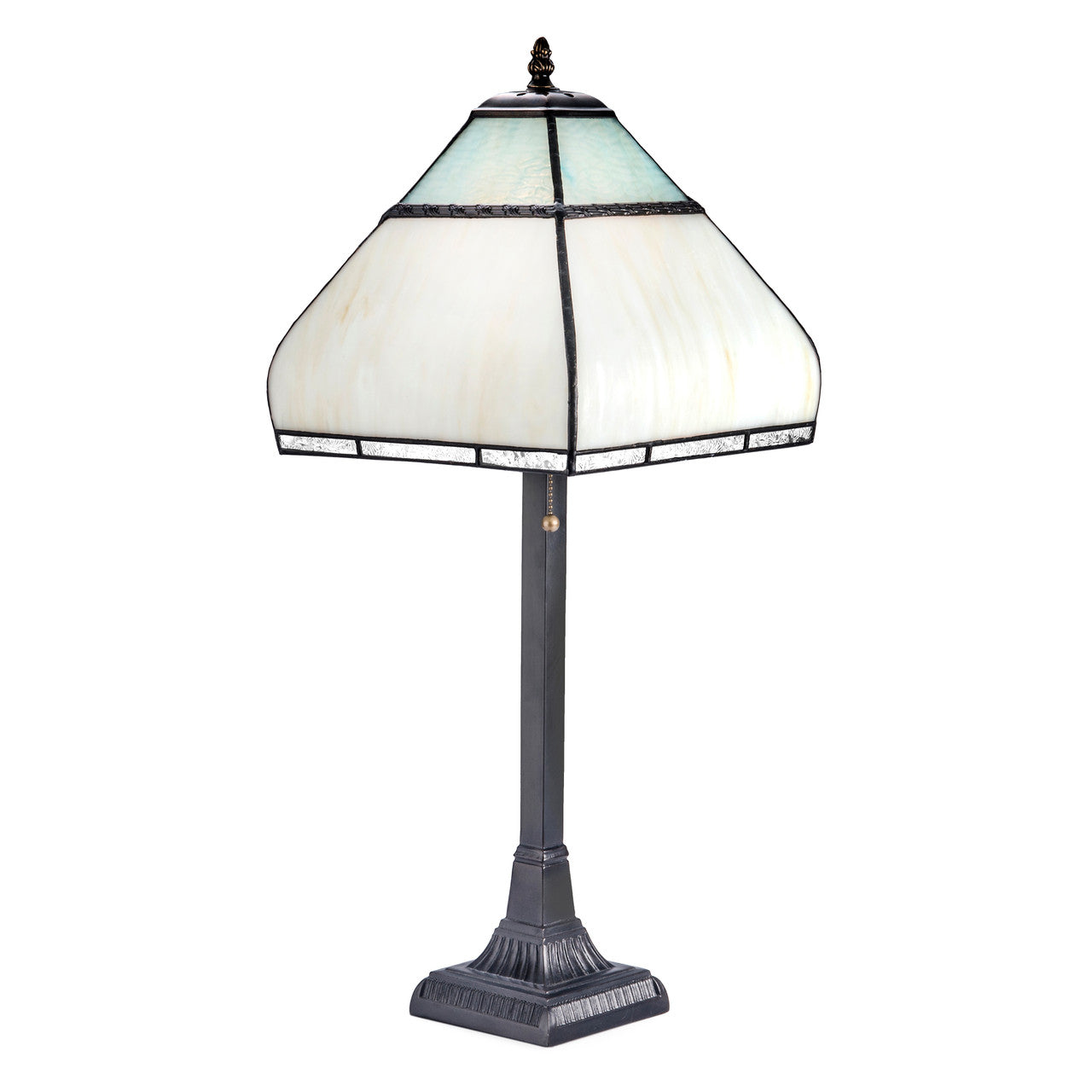 Lam 709 TB Pale Sky Blue Opal and Ivory - Curved Glass Lamp