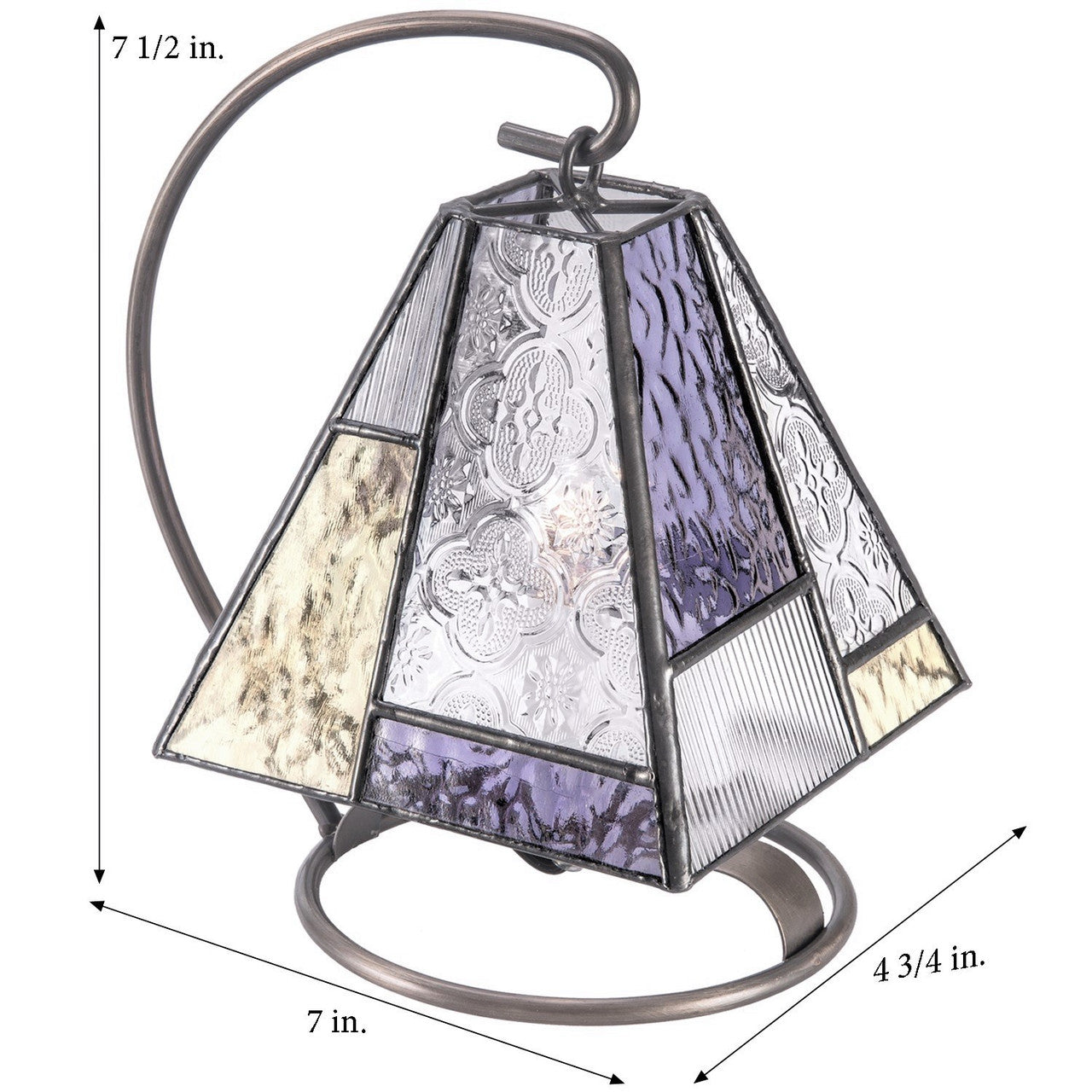 Lam 710-2 Purple, Pale Green and Clear Textures Mini Lamp