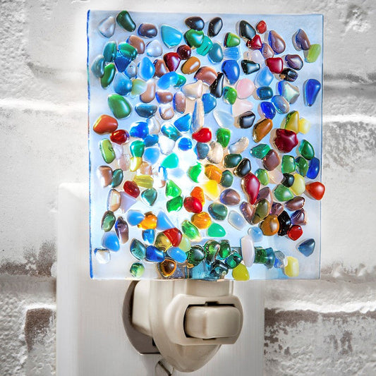 Ntl 148 Blue Glass with Fused Glass Chips Night Light