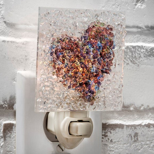Ntl 187 Fused Glass Heart Night Light