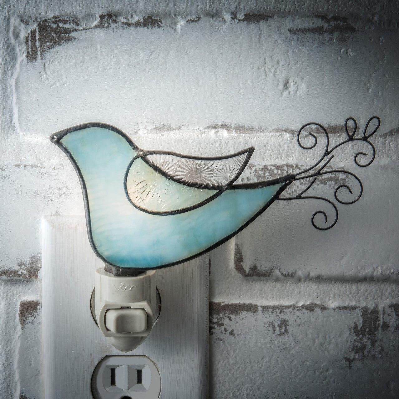 Ntl 188 Bird Night Light - Pale Blue Opal