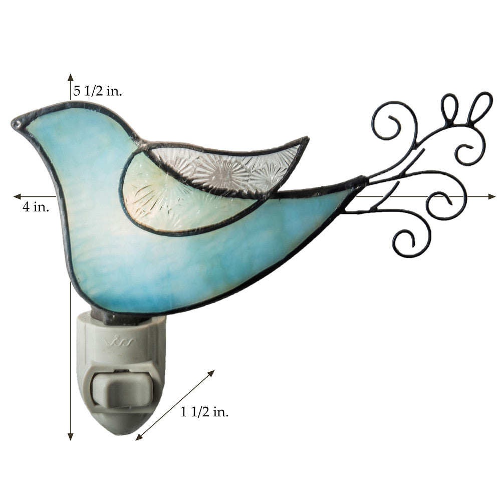 Ntl 188 Bird Night Light - Pale Blue Opal