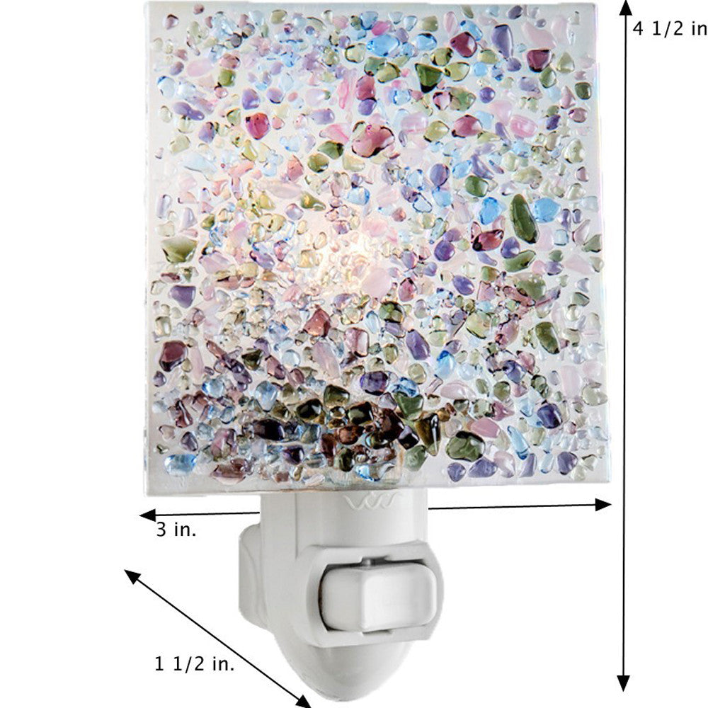 Ntl 193 Fused Glass Chips Night Light - Purple, Blue, Green