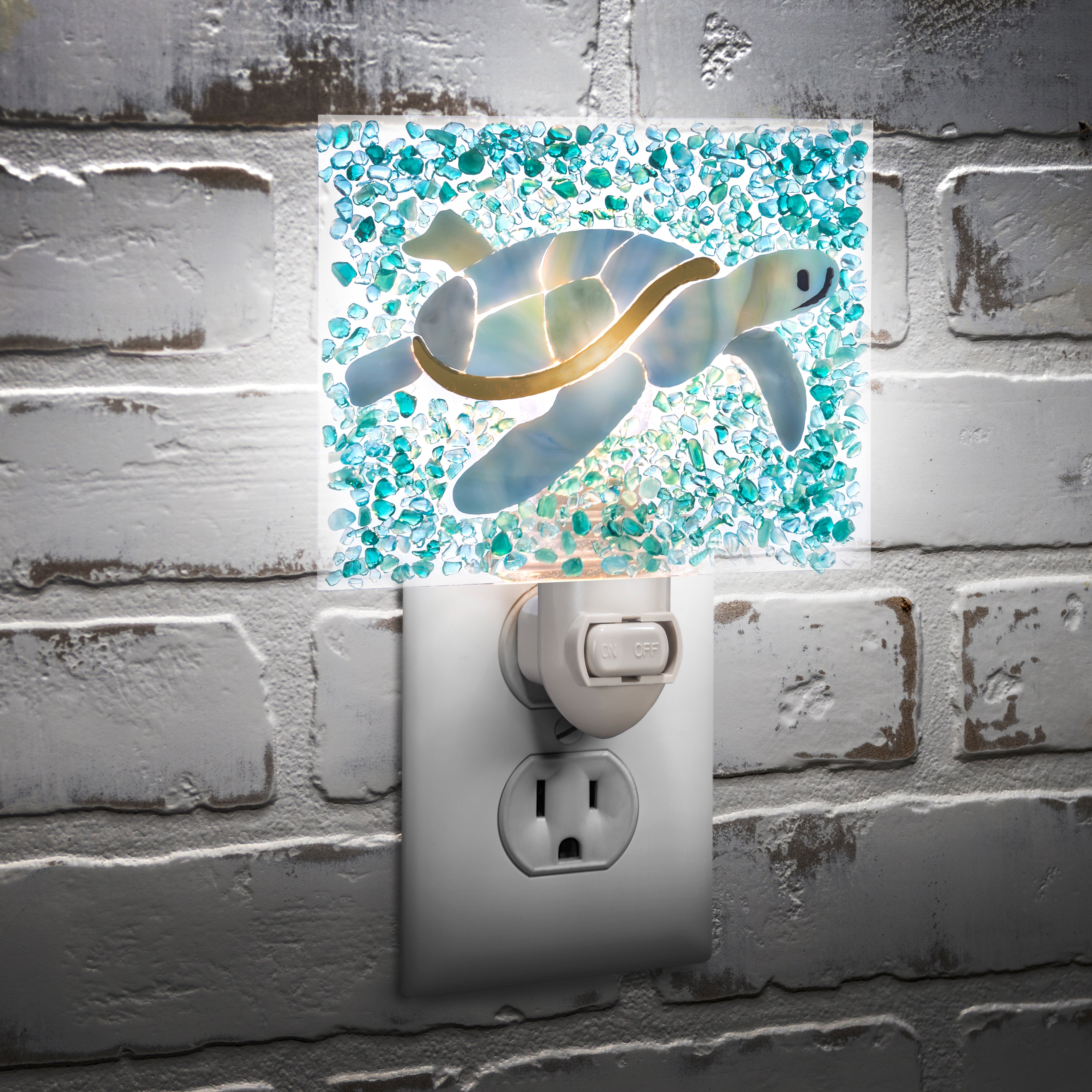 Ntl 237 | Fused Glass Sea Turtle Night Light | Coastal Home Decor
