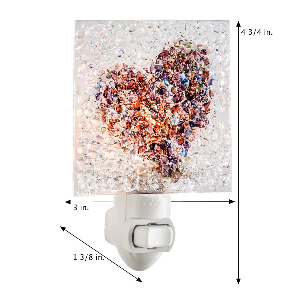 Ntl 187 Fused Glass Heart Night Light
