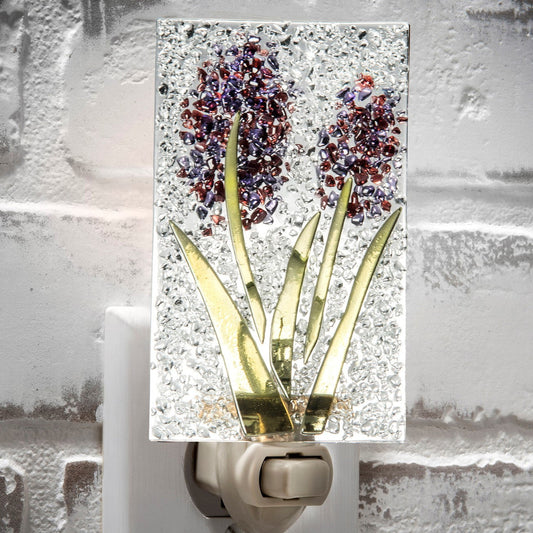 Ntl 209 Fused Glass Chips Purple Flower Night Light