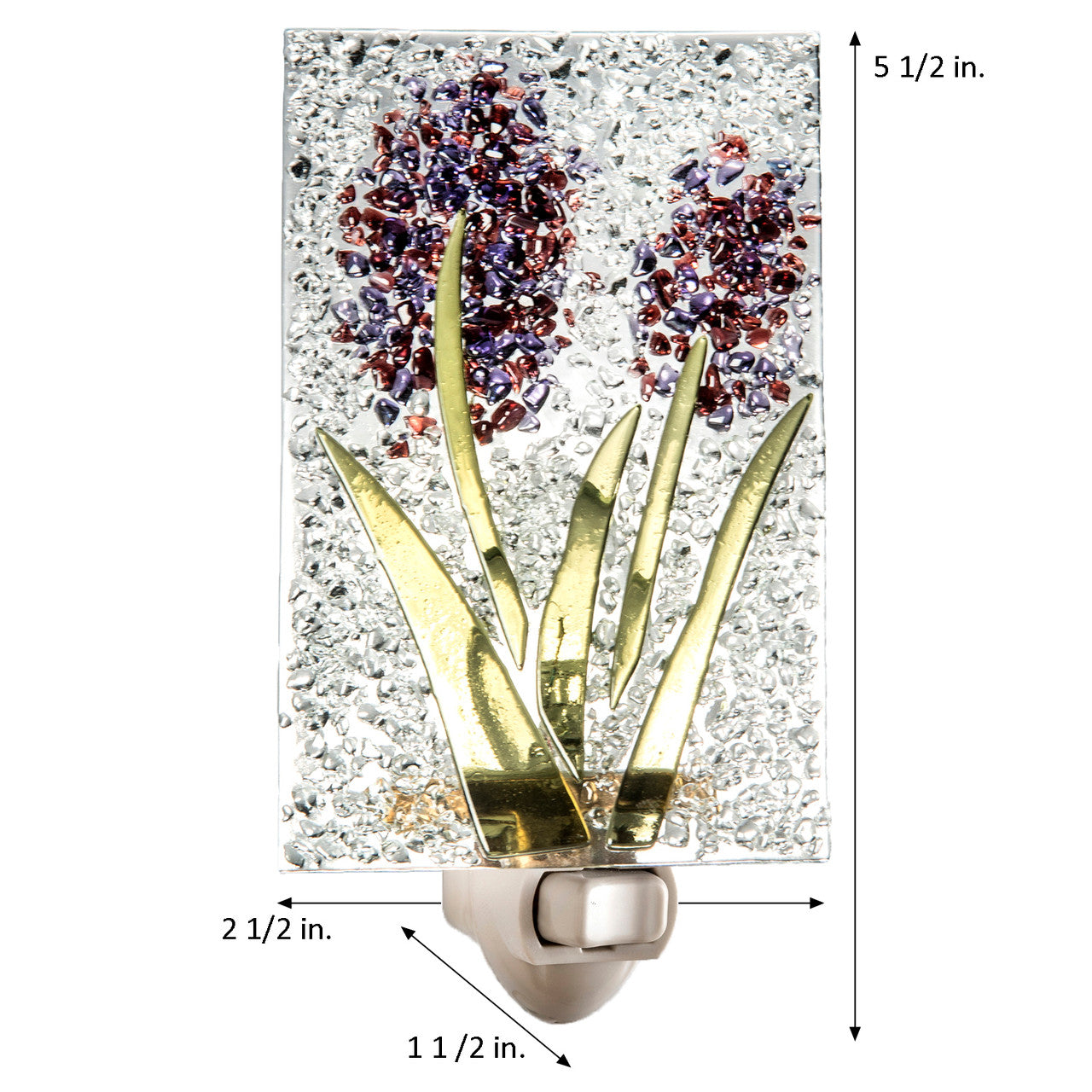Ntl 209 Fused Glass Chips Purple Flower Night Light