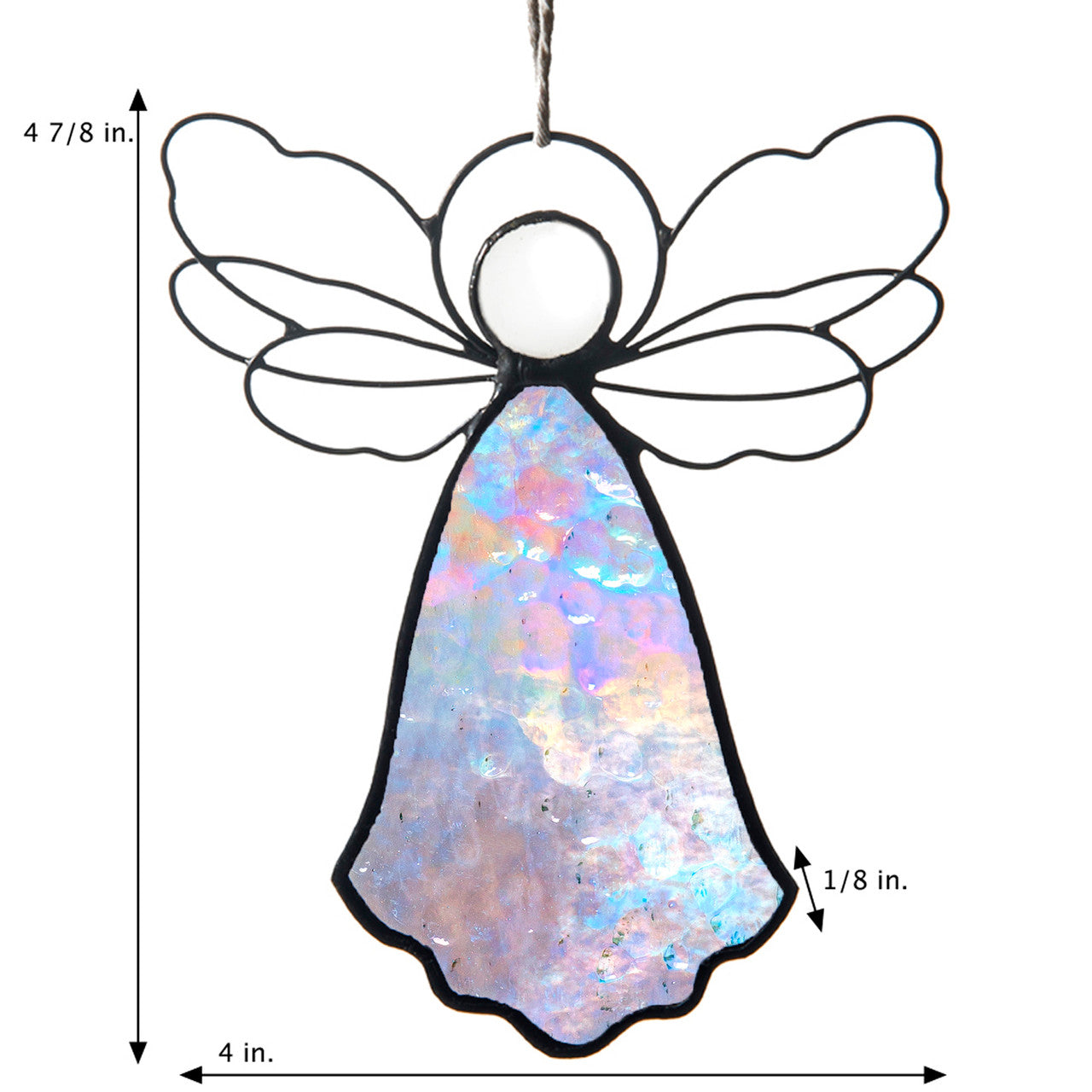ORN 303-1 Clear Iridescent Angel Ornament with Wire Wings