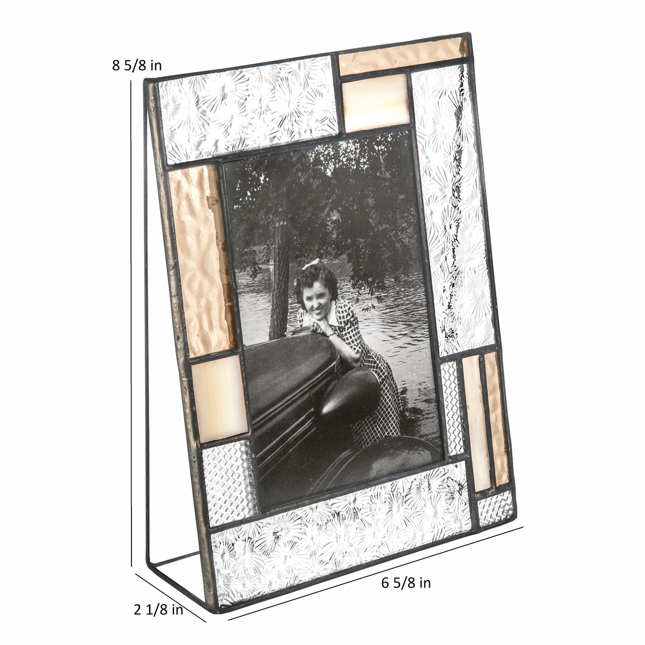 Pic 453 Peach, Ivory and Clear Vintage Glass Frame Series